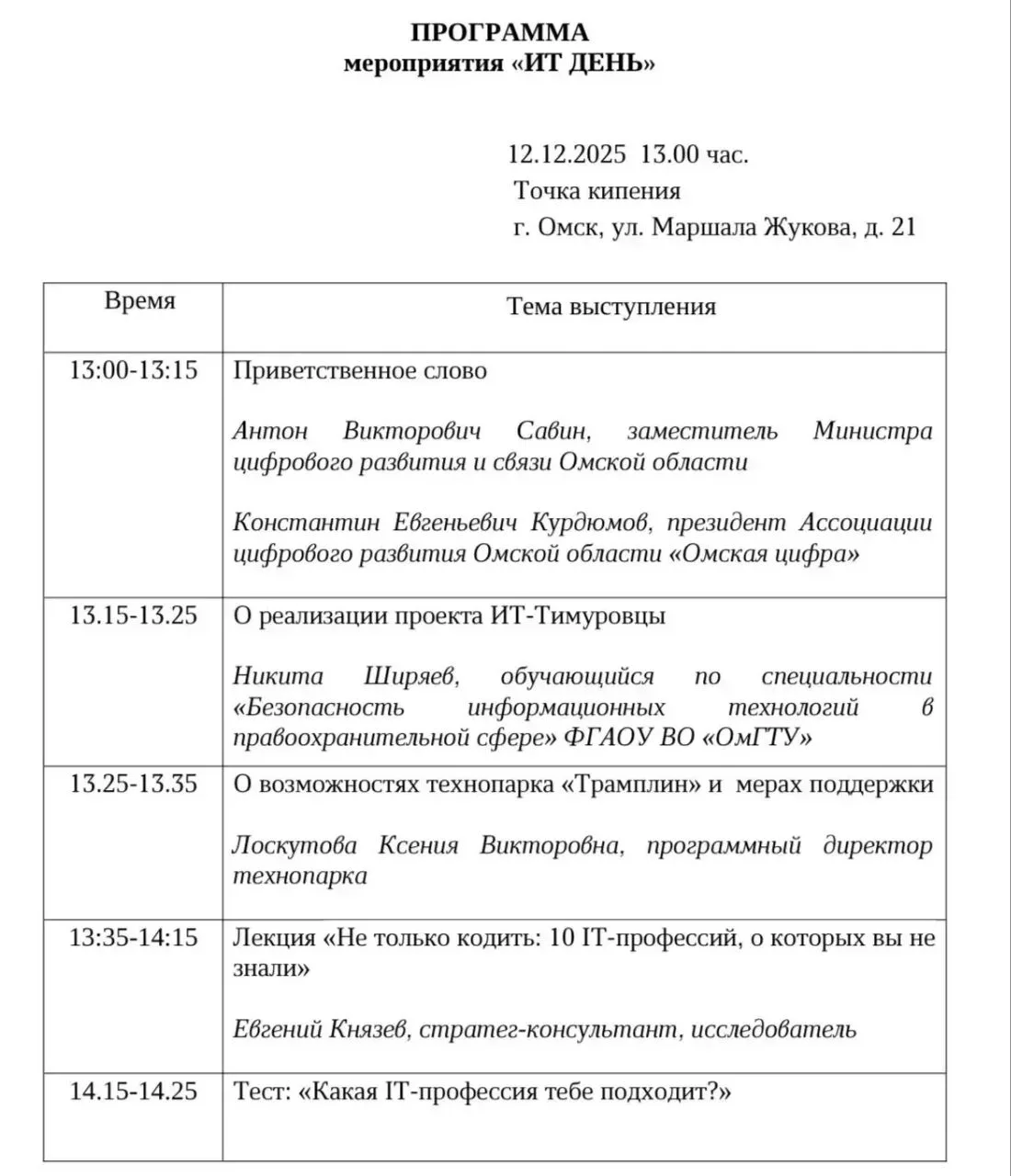 Профориентационное мероприятие «ИТ ДЕНЬ».